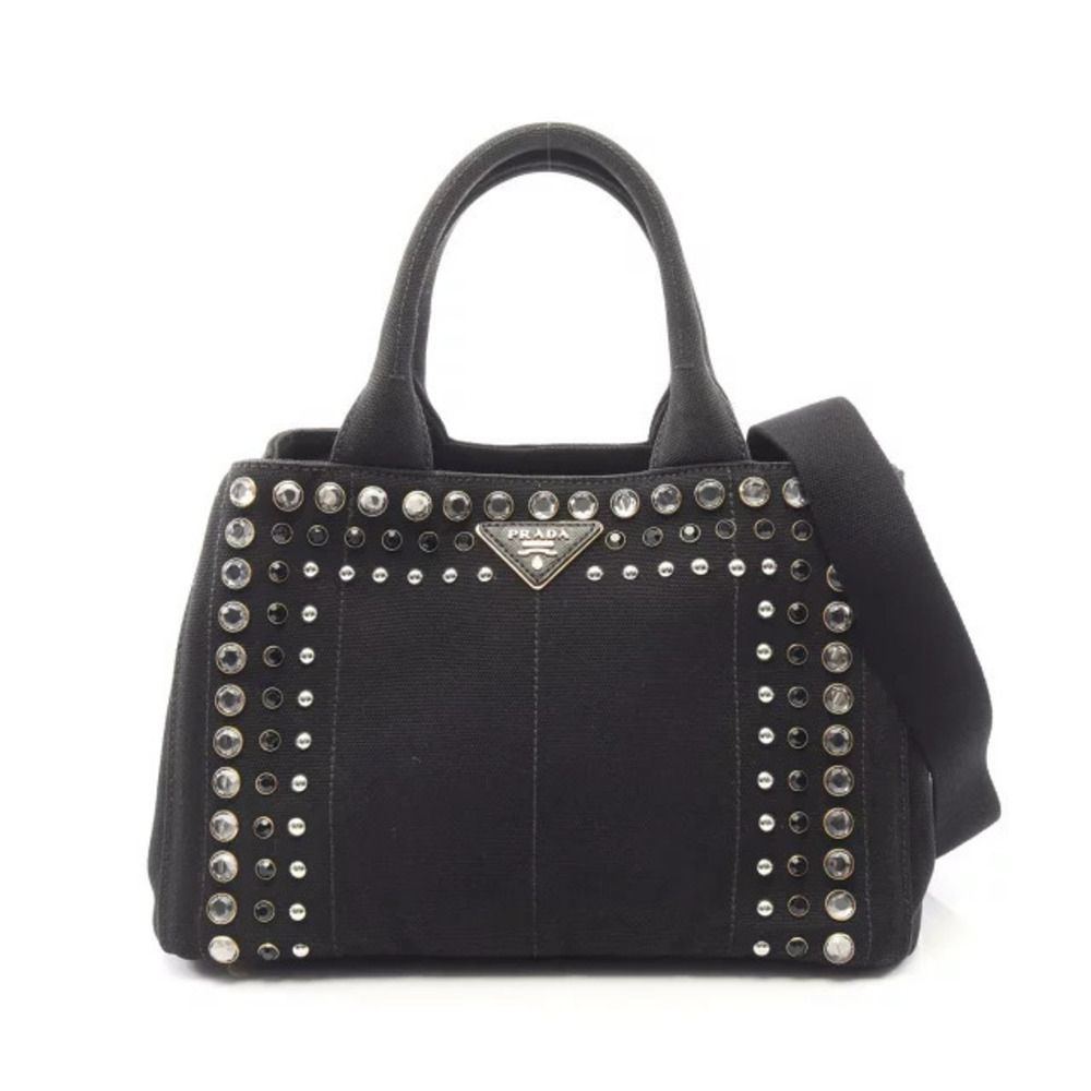 Prada CANAPA Tote Bag Canvas Black